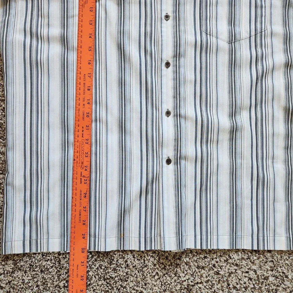 Kuhl Button Up‎ Shirt Mens XL Grey/Blue Stripe Short Sleeve Organic Cotton Blend - Picture 5 of 6